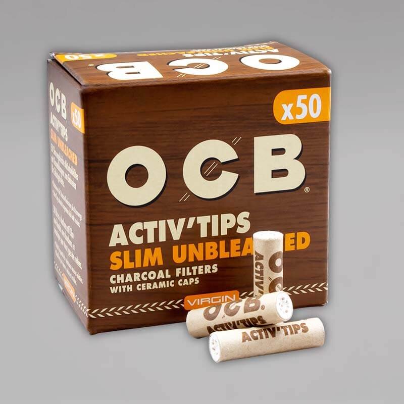 OCB Activ Tips Slim Unbleached 7mm Aktivkohlefilter