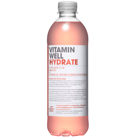 Vitamin Well Hydrate Erbeer Rhabarber 0,5l