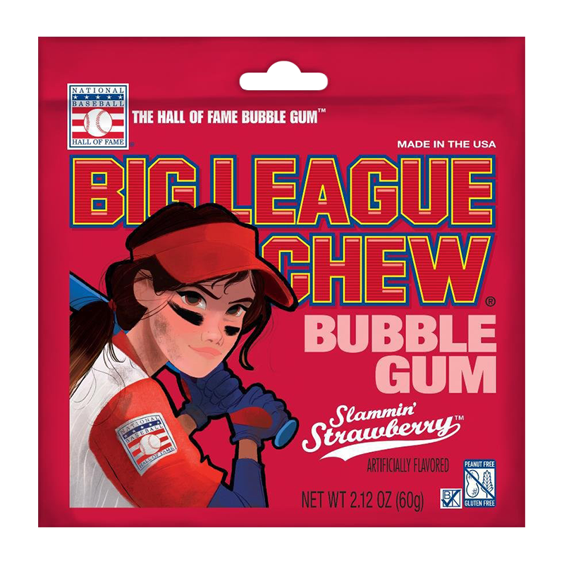 Big League Chew Bubble Gum Slammin Strawberry 60g