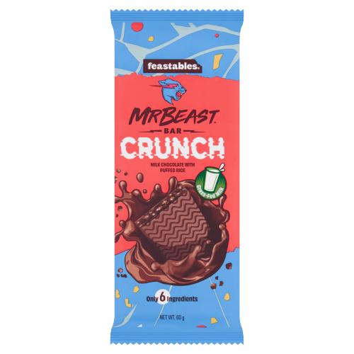 Feastables Mr. Beast Bar Crunch Milk Chocolate with Puffed Rice 60g