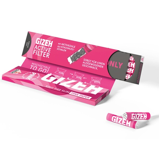 [P0002931] Gizeh King Size Slim Pink + Aktivkohle Filter