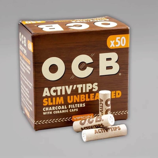 [P0003090] OCB Activ Tips Slim Unbleached 7mm Aktivkohlefilter