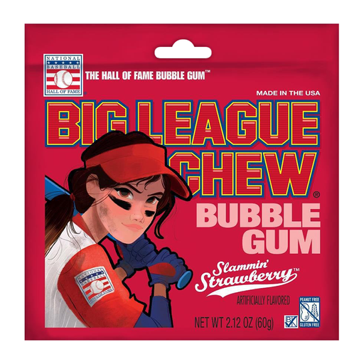 [P0003674] Big League Chew Bubble Gum Slammin Strawberry 60g